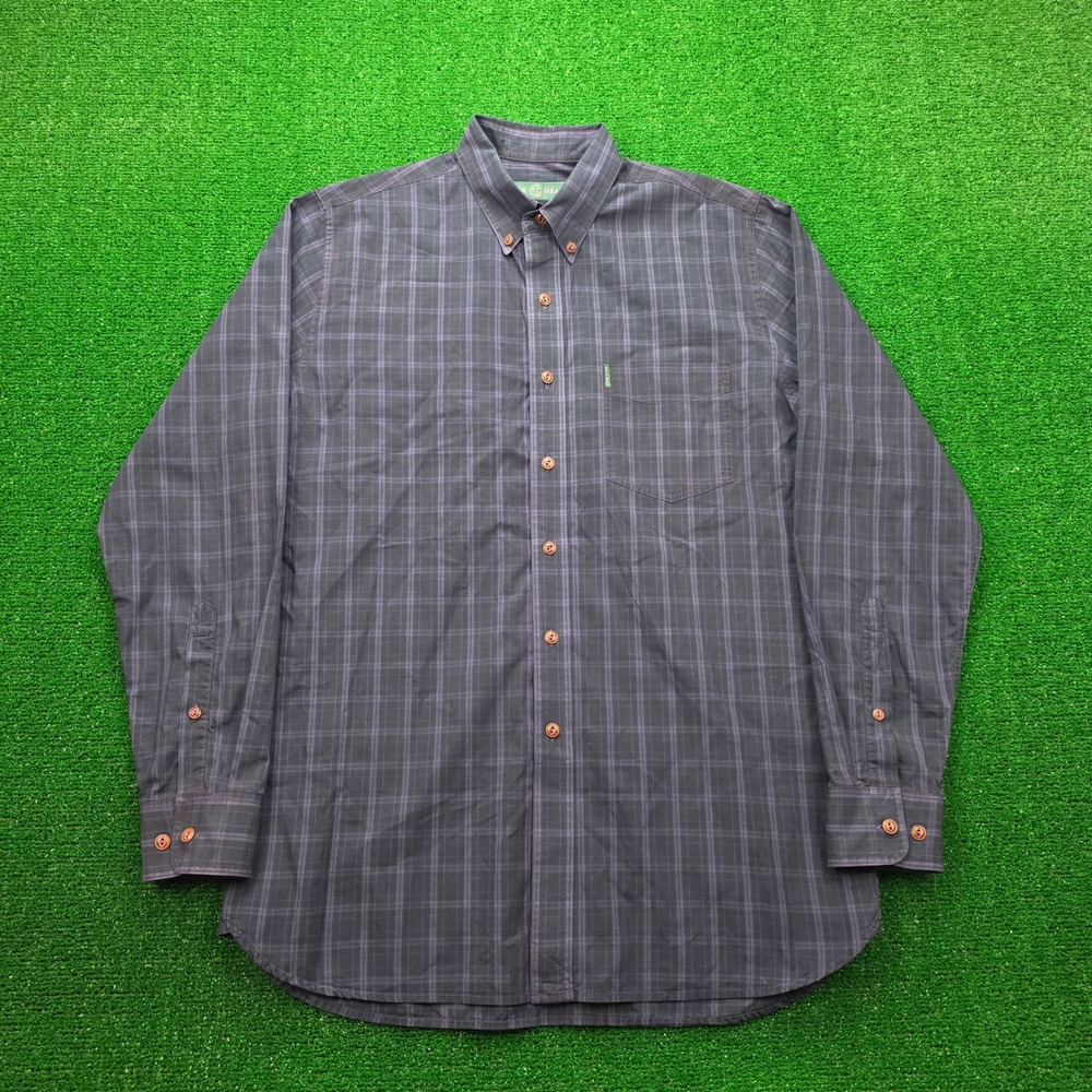 Duck Head Shirt Mens Medium Navy Purple Plaid Long Sleeve Classic Prep Button Up